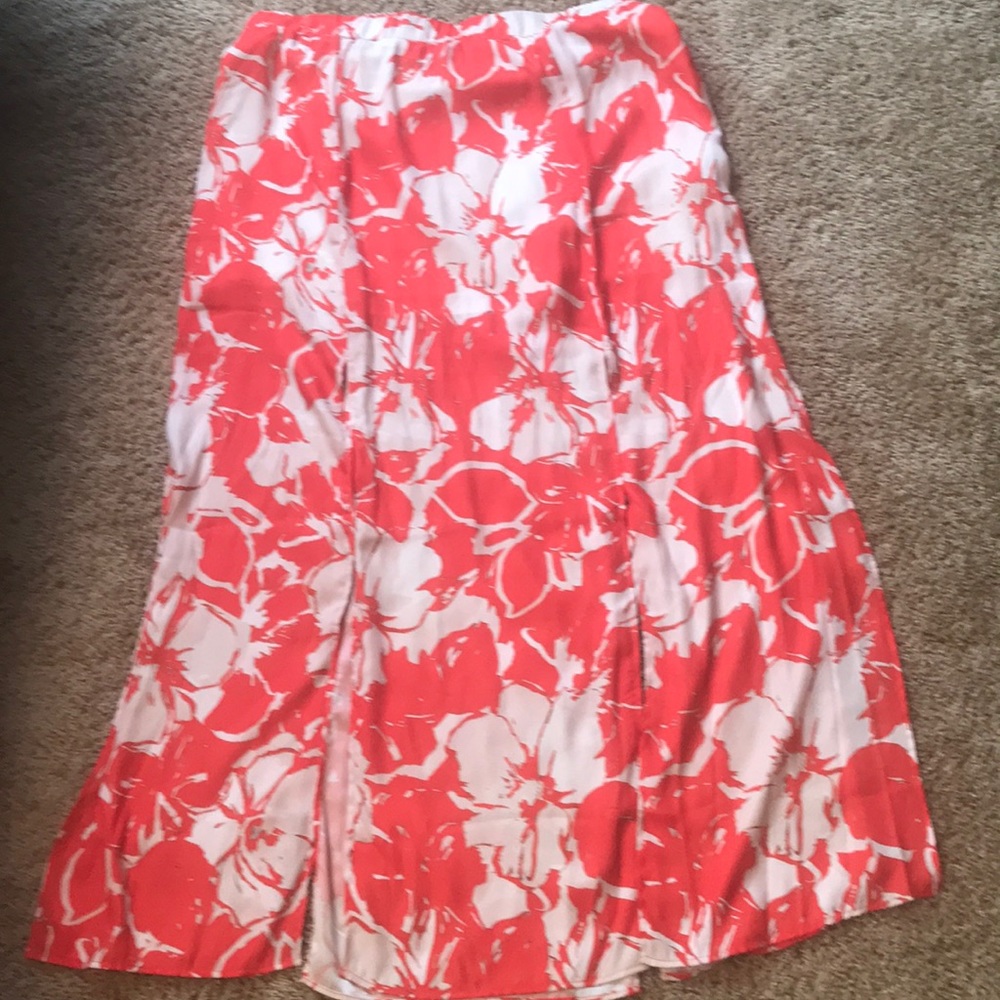 Orange and white flowered skirt